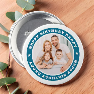 Badge Rond 7,6 Cm Joyeux Anniversaire Papa Moderne Simple Photo Pers