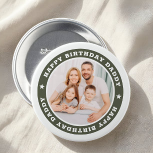 Badge Rond 7,6 Cm Joyeux Anniversaire Papa Moderne Simple Photo pers