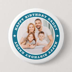Badge Rond 7,6 Cm Joyeux anniversaire papa Photo personnalisée simp