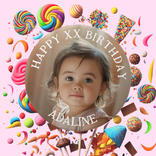 Badge Rond 7,6 Cm Joyeux Anniversaire Personnalisé Photo Nom et Âge