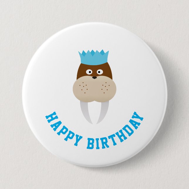 Badge Rond 7,6 Cm Joyeux anniversaire Walrus (Devant)