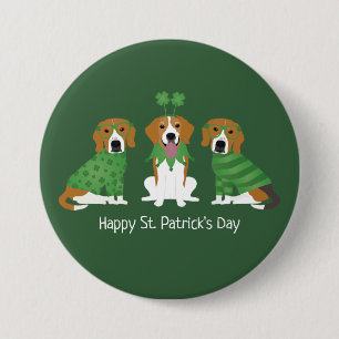 Badge Rond 7,6 Cm Joyeux chien Beagle Jour de la Saint Patrick
