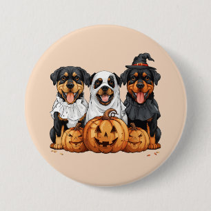 Badge Rond 7,6 Cm Joyeux chien Rottweiler Halloween Jack-o'-lantern