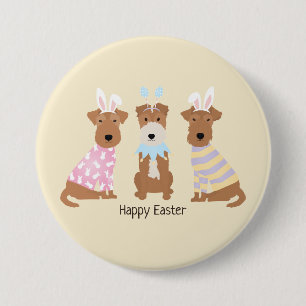 Badge Rond 7,6 Cm Joyeux Chiens de Terrier gallois de Pâques