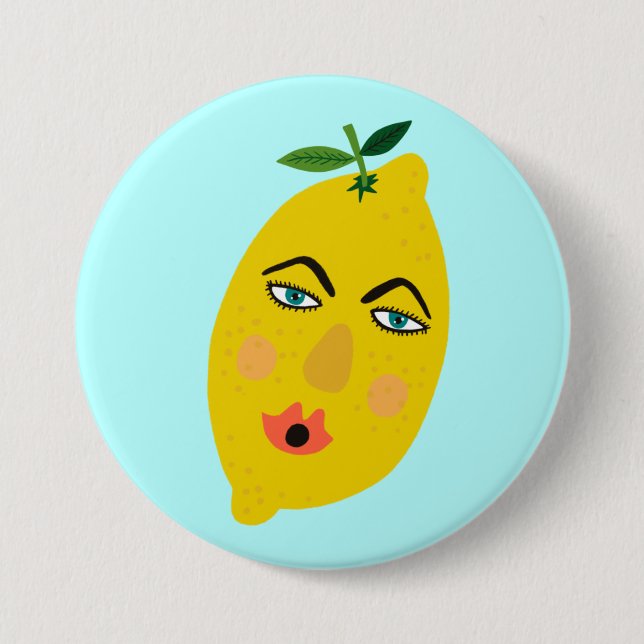 Badge Rond 7,6 Cm Joyeux citron lunaire (Devant)