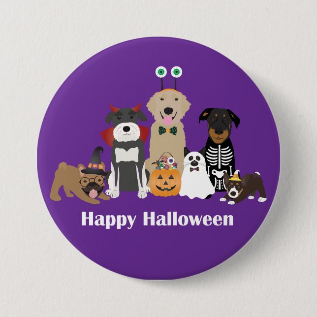 Badge Rond 7,6 Cm Joyeux Costumes Éffrayants pour animaux de compagn (Devant)