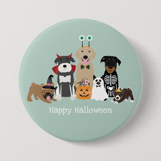 Badge Rond 7,6 Cm Joyeux Costumes Éffrayants pour animaux de compagn (Devant)