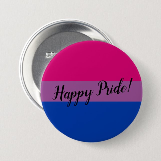 Badge Rond 7,6 Cm Joyeux drapeau bisexuel de fierté (Devant & derrière)