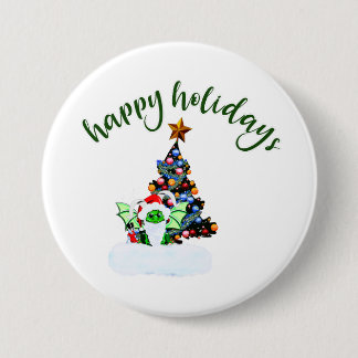 Badge Rond 7,6 Cm Joyeux et Noël magique avec un Twist Dragon