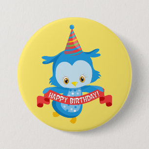 Badge Rond 7,6 Cm Joyeux hibou d'anniversaire