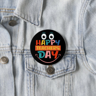 Badge Rond 7,6 Cm Joyeux Jour des enseignants colorés Drôle Visage P