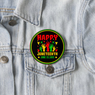 Badge Rond 7,6 Cm Joyeux Junetdix Black Red Green Mains Jaunes