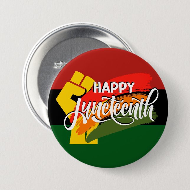 Badge Rond 7,6 Cm Joyeux Juneteenth panafricain (Devant & derrière)