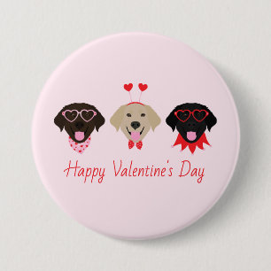 Badge Rond 7,6 Cm Joyeux Labrador Retriever pour la Saint-Valentin