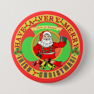 Badge Rond 7,6 Cm Joyeux Noël irlandais Bufton