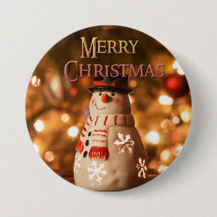Badge Rond 7,6 Cm Joyeux Noël mignon Bouton Snowman
