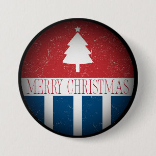 Badge Rond 7,6 Cm Joyeux Noël Rétro Patriotique