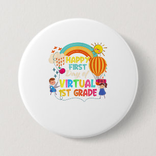 Badge Rond 7,6 Cm Joyeux premier jour d'enseignant virtuel de 1ère a