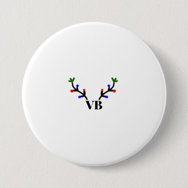 Badge Rond 7,6 Cm Joyeux rennes Noël ajouter nom nom nom titre (Devant)