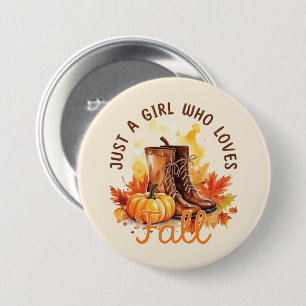 Badge Rond 7,6 Cm Just A Girl Who Love Fall - Cosy Autumn Vibes