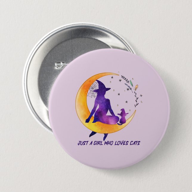 Badge Rond 7,6 Cm Juste Une Fille Qui Aime Le Chat (Devant & derrière)