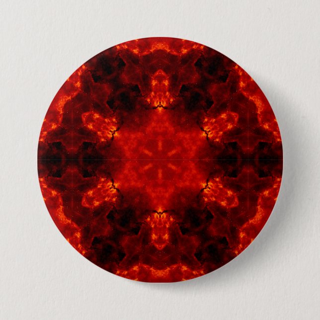 Badge Rond 7,6 Cm Kaleidoscope flamboyant flocon de neige Orange Gra (Devant)