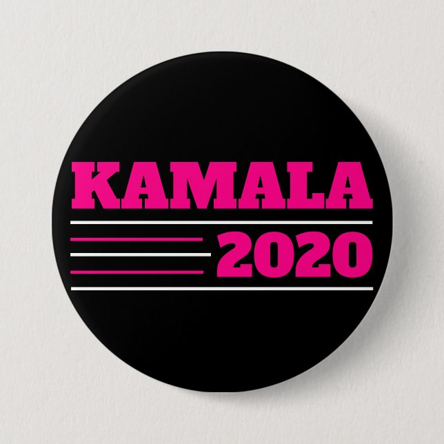 Badge Rond 7,6 Cm Kamala 2020 en rose et blanc (Devant)