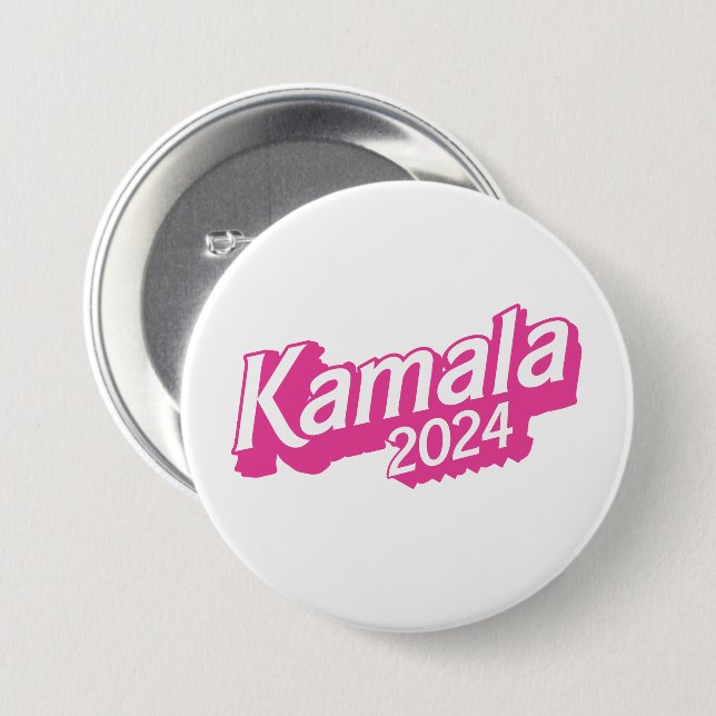 Badge Rond 7,6 Cm Kamala 2024 rose (Devant & derrière)