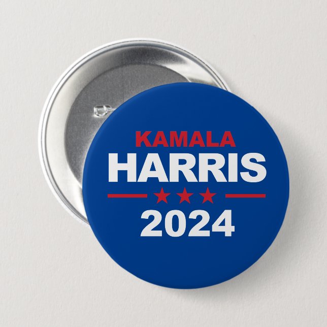 Badge Rond 7,6 Cm Kamala Harris 2024 (Devant & derrière)