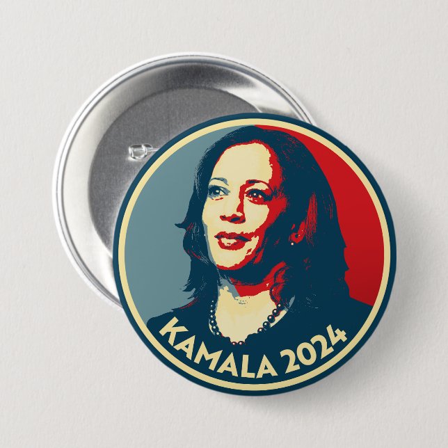 Badge Rond 7,6 Cm Kamala Harris 2024 (Devant & derrière)