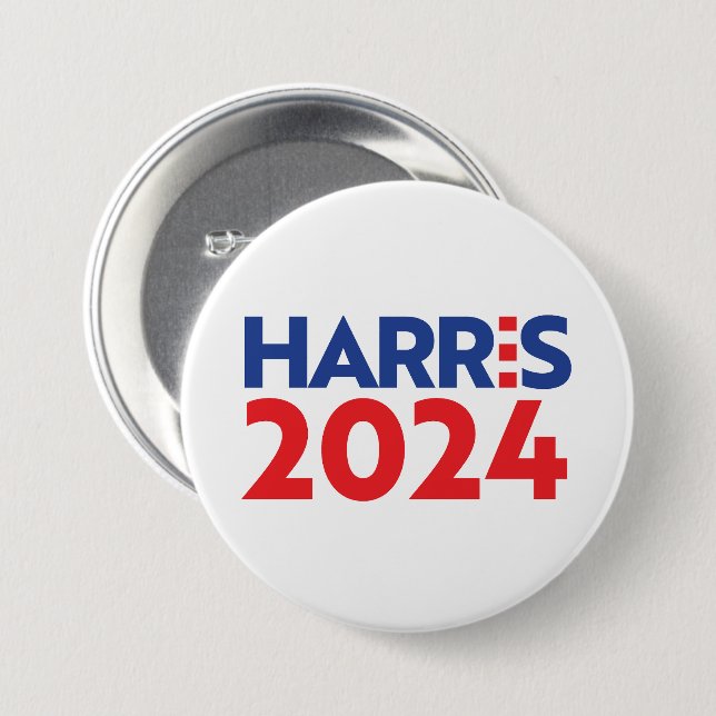 Badge Rond 7,6 Cm Kamala Harris 2024 (Devant & derrière)