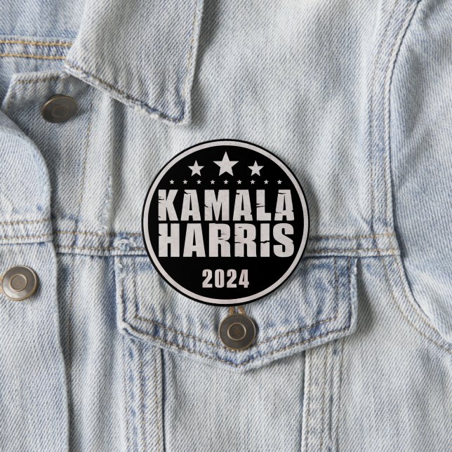 Badge Rond 7,6 Cm Kamala Harris 2024 Pour Les Élections Rétro Du Pré (En situation)
