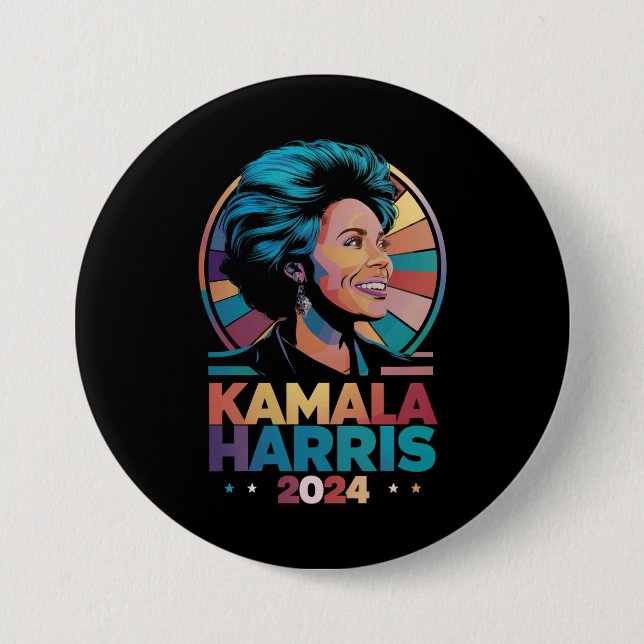 Badge Rond 7,6 Cm Kamala Harris 2024 Vote Président Kamala Election (Devant)