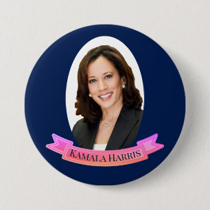 Badge Rond 7,6 Cm Kamala Harris en rose et bleu
