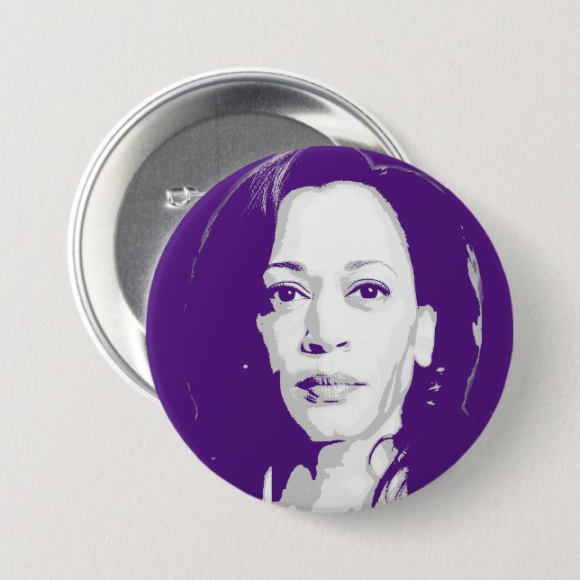 Badge Rond 7,6 Cm Kamala Harris Portrait (Devant & derrière)