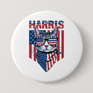 Badge Rond 7,6 Cm Kamala Harris Présidente 2024 Chat Drôle 