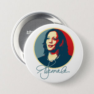 Badge Rond 7,6 Cm Kamala Harris Signature Portrait