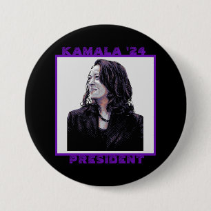 Badge Rond 7,6 Cm Kamala pour le président 2024