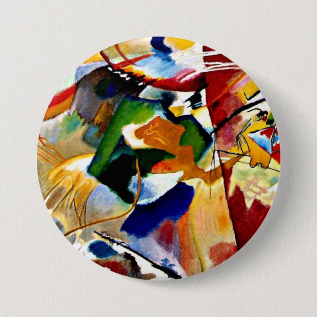 Badge Rond 7,6 Cm Kandinsky - Peinture avec Centre Vert (Devant)
