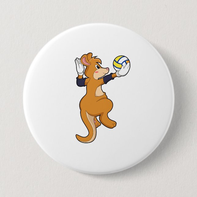 Badge Rond 7,6 Cm Kangaroo pour le volleyball (Devant)