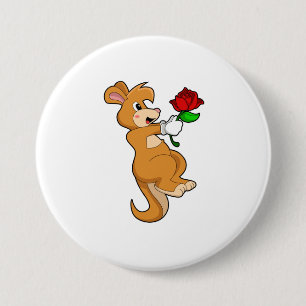 Badge Rond 7,6 Cm Kangaroo with Flower