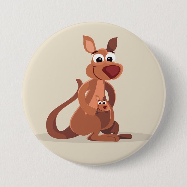Badge Rond 7,6 Cm Kangourou Animé mignon (Devant)