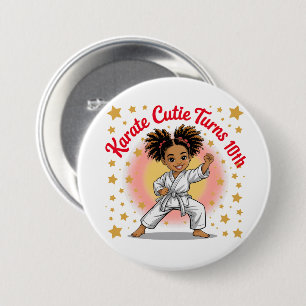 Badge Rond 7,6 Cm Karate Cutie Anniversaire Fête de Fille Art Martia