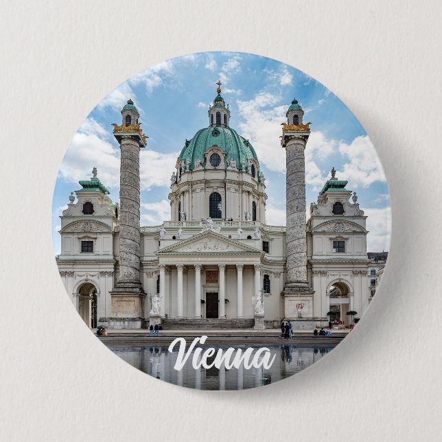 Badge Rond 7,6 Cm Karlskirche à Vienne, Autriche (Devant)