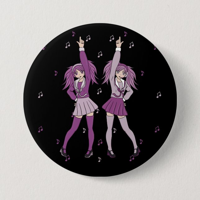 Badge Rond 7,6 Cm Kawaii Cute Harajuku Danser Anime Girls (Devant)