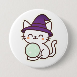 Badge Rond 7,6 Cm Kawaii Halloween Chat - Magique & Adorable Éffraya
