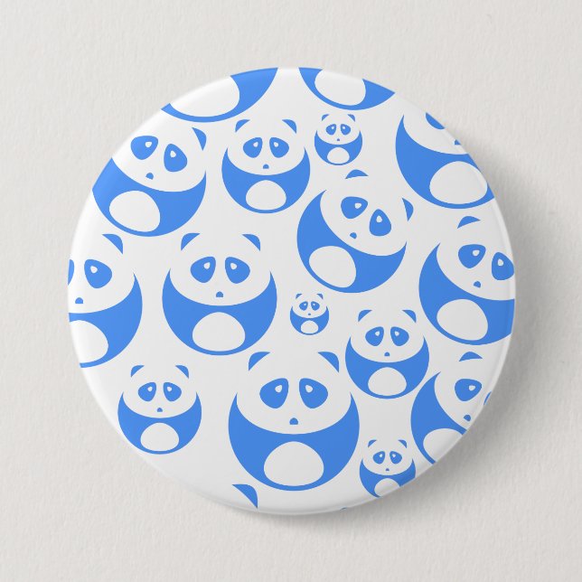 Badge Rond 7,6 Cm Kawaii Panda bébé bleu et blanc modèle (Devant)