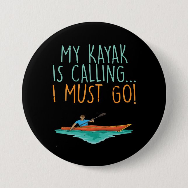 Badge Rond 7,6 Cm Kayaking Kayak cadeau (Devant)