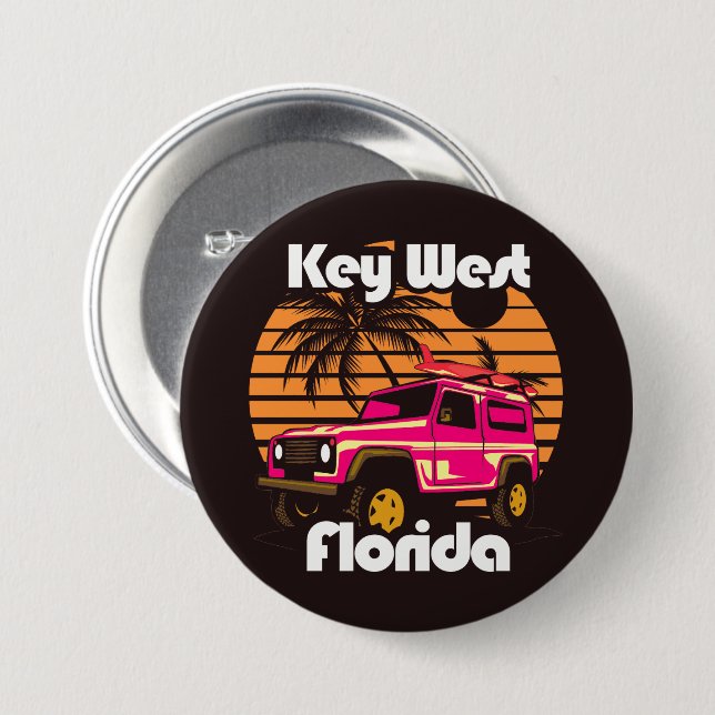 Badge Rond 7,6 Cm Key West Florida (Devant & derrière)