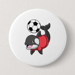 Badge Rond 7,6 Cm Killerwhale comme joueur de football avec Soccer
